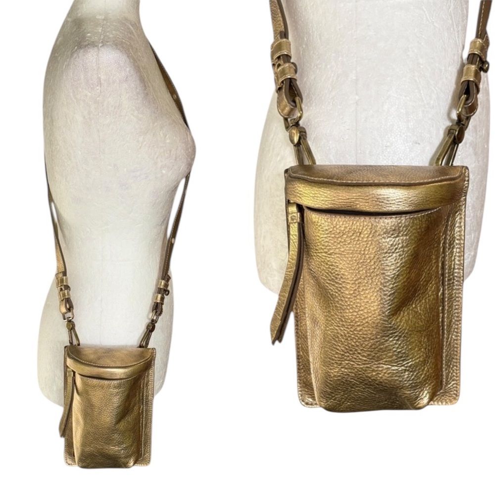 LN Bixi Awotan Uma Metallic Gold Leather Crossbody / Shoulder Bag
